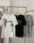 Pearls and Ribbons Detail Oversize T-Shirts